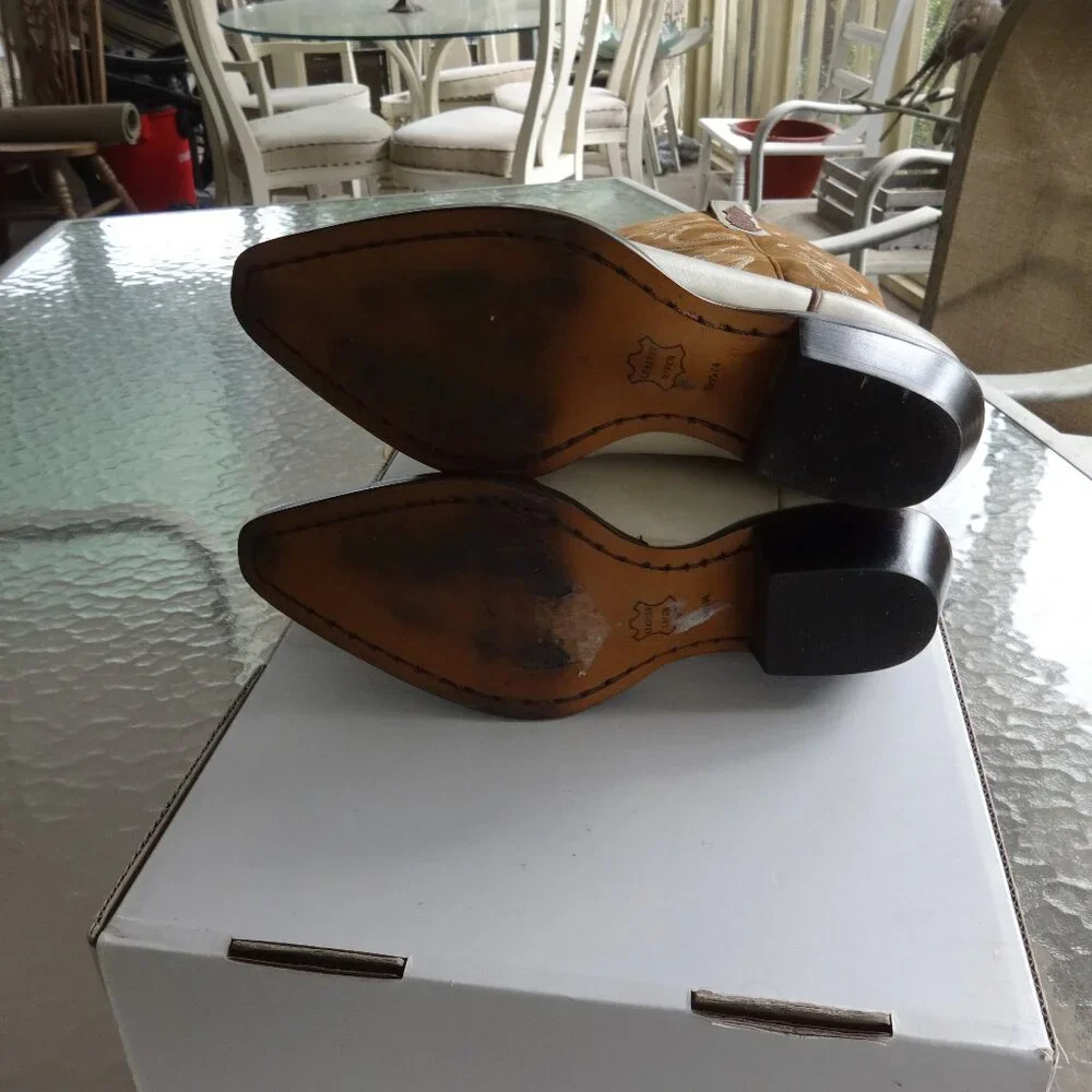 Nine West Western boots women's size 5.5M, 3 tone leather, pointed toe, quality - Picture 9 of 15